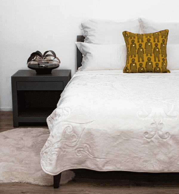 Sesli Diamond Faux Mink Blanket 1 Ply Queen Size White