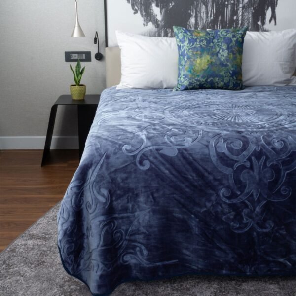 Sesli Diamond Faux Mink Blanket 1 Ply Queen Size Denim