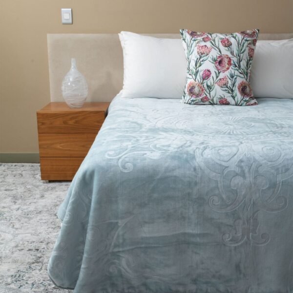 Sesli Diamond Faux Mink Blanket 1 Ply Queen Size Duck Egg