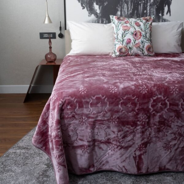Sesli Diamond Faux Mink Blanket 1 Ply Queen Size Grape Shake