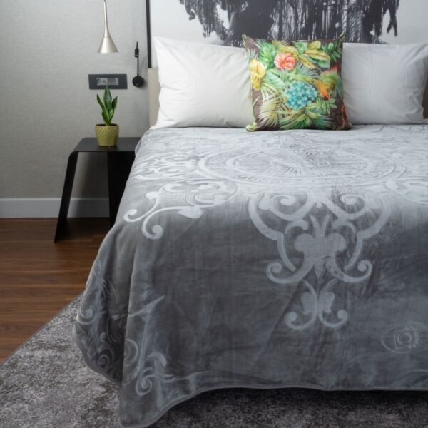 Sesli Diamond Faux Mink Blanket 1 Ply Queen Size Grey