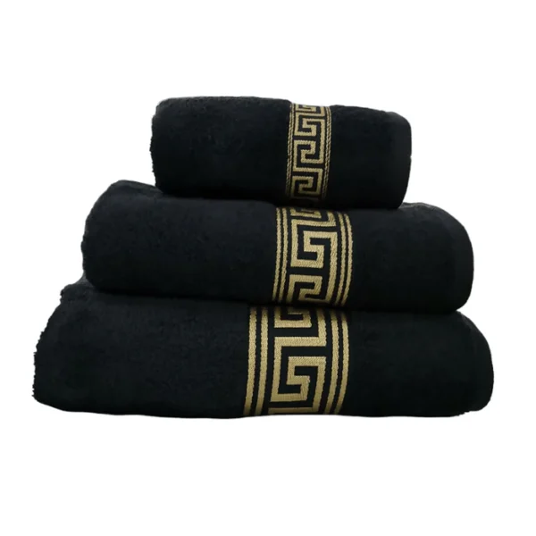 Simon Baker Greek Key Towels - Black 600GSM