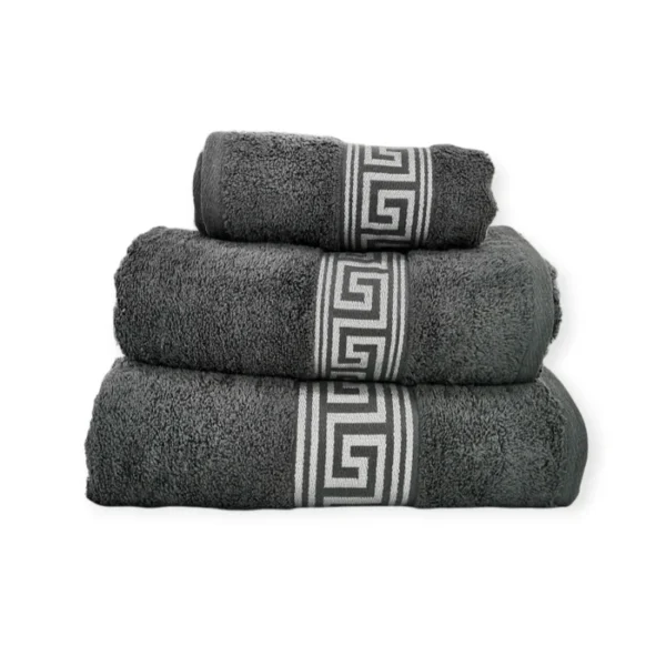 Simon Baker Greek Key Towels - Grey 600GSM