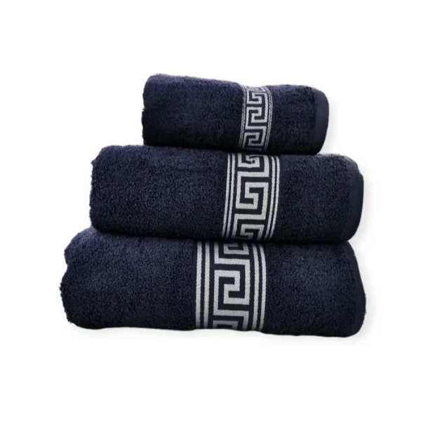Simon Baker Greek Key Towels - Navy 600GSM